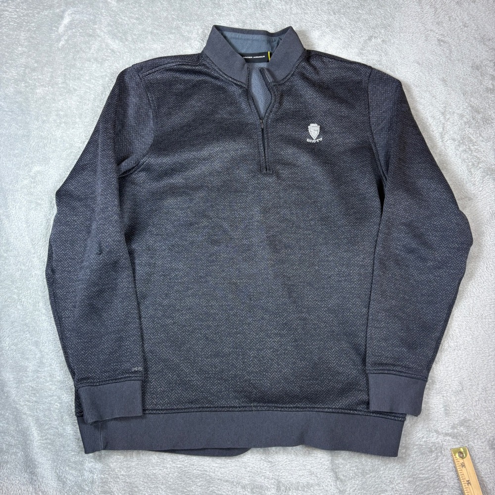 Under Armour Sweater‎ Mens XL Storm 1/4 Zip Pullover Herringbone Gray Stretch